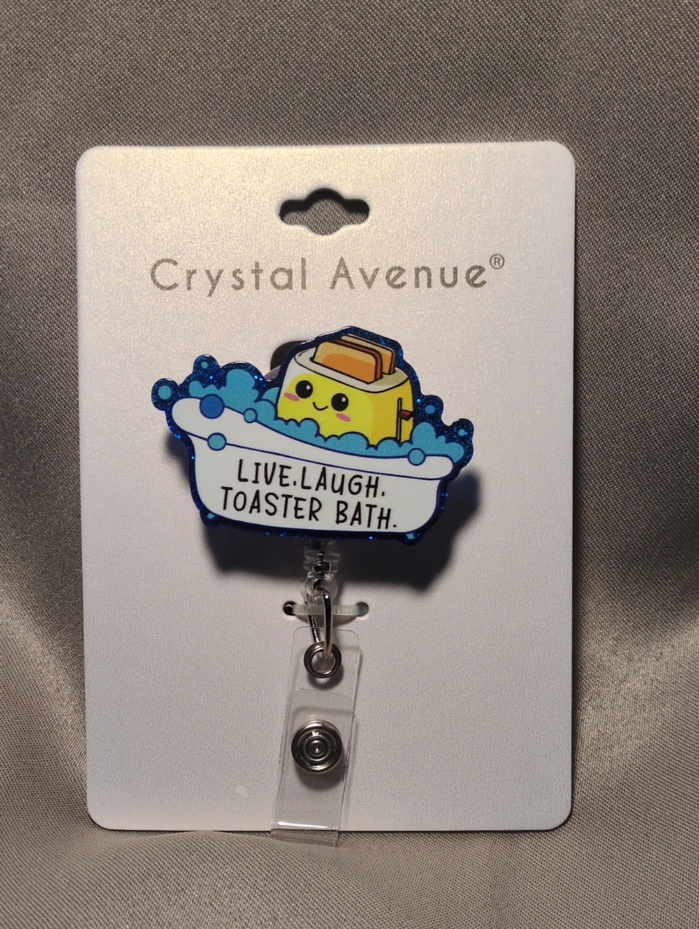 Crystal Avenue Blue Toaster Bath Live. Laugh. Toaster Bath. Badge Reel